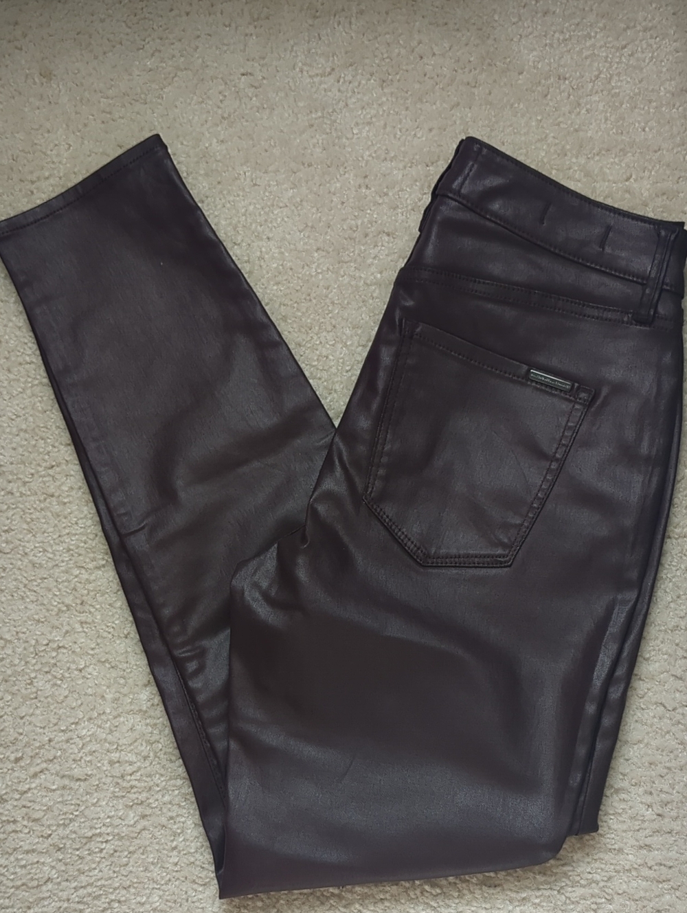 WHBM Burgundy High Rise Slick Skinny  Pants 2S Like New